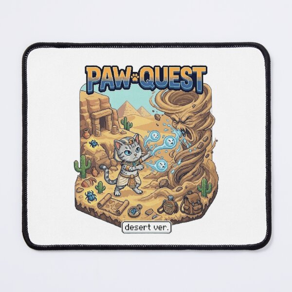 Item preview, Paw Quest Desert Adventure Cat – Cute Explorer Kitty in the Sands designed and sold by PawMic.