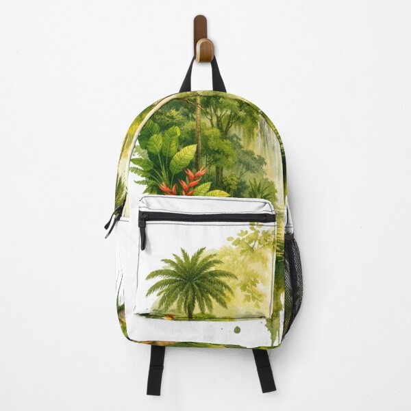 Item preview, Tropical Jungle Waterfall Landscape – Rainforest Nature Illustration designed and sold by kpwi_maduwanthi.
