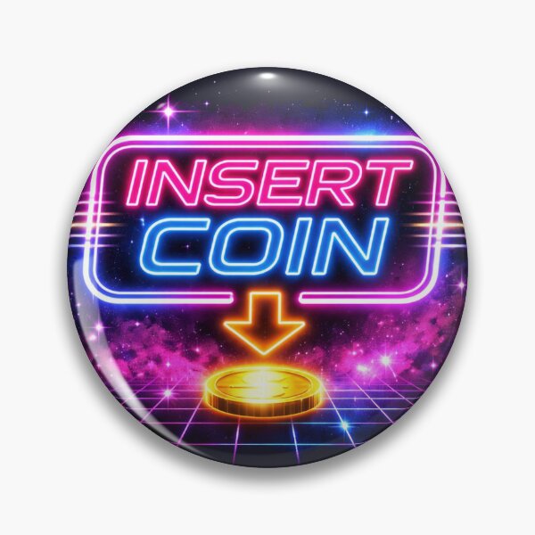 Item preview, Insert Coin Neon Arcade Retro Synthwave Gaming Sticker designed and sold by DPSz.
