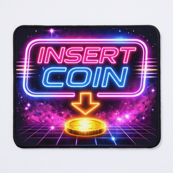 Item preview, Insert Coin Neon Arcade Retro Synthwave Gaming Sticker designed and sold by DPSz.