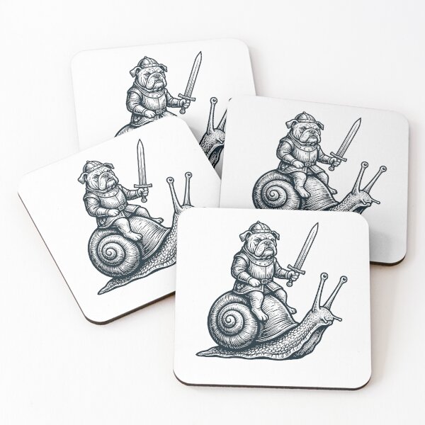 Item preview, Vinatge Bulldog Riding Snail Medieval Knight Dog Lover designed and sold by DoodleTortle.