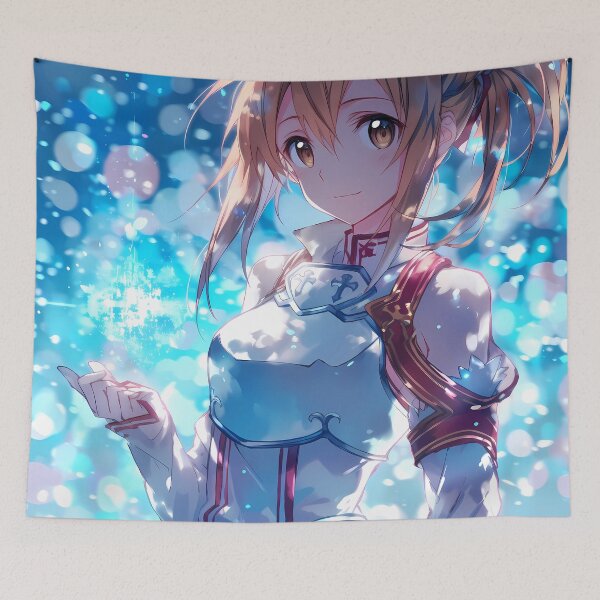 Item preview, Silica Sword Art Online Blue Glow Fantasy Armor Sparkle Calm Smile designed and sold by PMartistStudio.