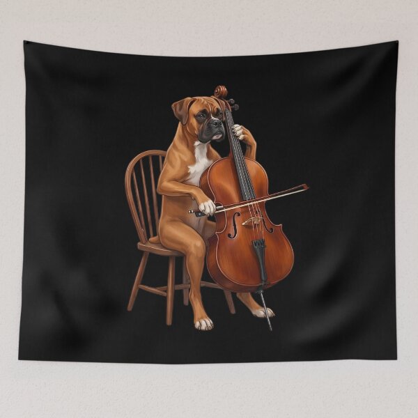 Item preview, Boxer Dog Playing Cello Player Cellist Dog Lover designed and sold by TerryConnells.