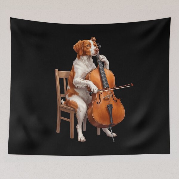 Item preview, Brittany Playing Cello Player Cellist Dog Lover designed and sold by TerryConnells.