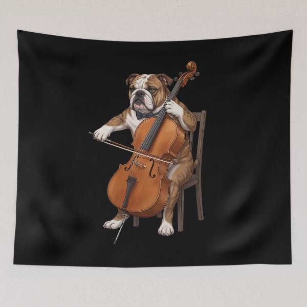 Item preview, Bulldog Playing Cello Player Cellist Dog Lover designed and sold by TerryConnells.