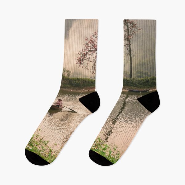 Item preview, Misty Morning Serenity: Traditional Vietnam River Landscape designed and sold by asun5.