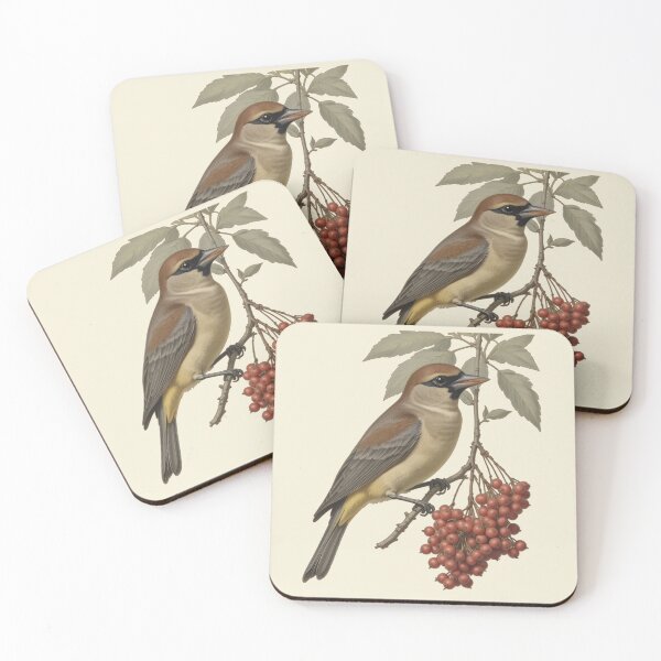 Item preview, Cedar Waxwing Rowan Berries Colored Pencil Style designed and sold by BloomStudio1.