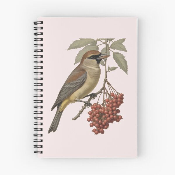Item preview, Cedar Waxwing Rowan Berries Colored Pencil Style designed and sold by BloomStudio1.