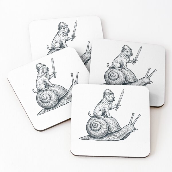 Item preview, Shar-Pei chino vintage montando un caracol caballero medieval amante de los perros designed and sold by DoodleTortle.