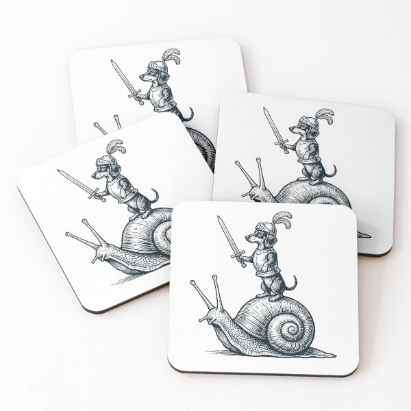 Item preview, Vinatge Dachshund Riding Snail Medieval Knight Dog Lover designed and sold by DoodleTortle.