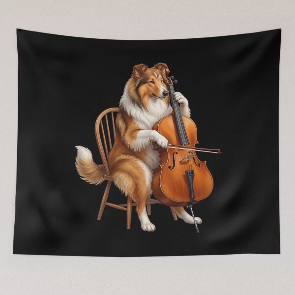 Item preview, Collie Playing Cello Player Cellist Dog Lover designed and sold by TerryConnells.