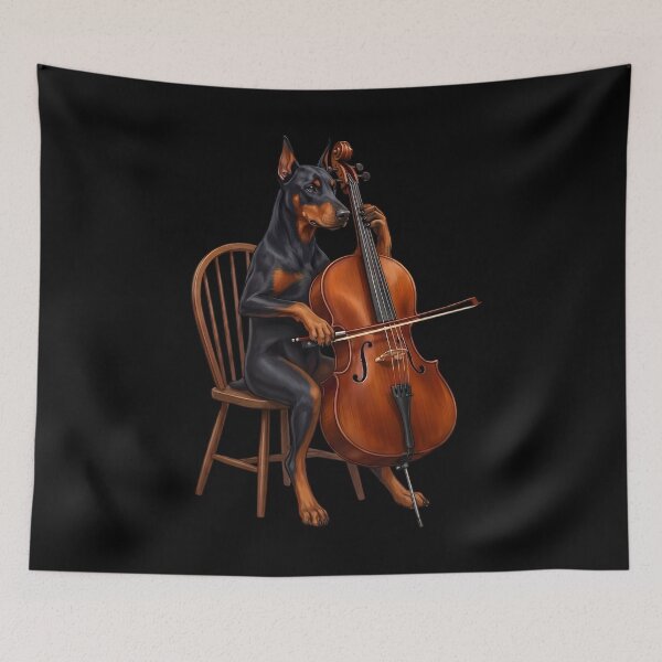 Item preview, Doberman Pinscher Playing Cello Player Cellist Dog Lover designed and sold by TerryConnells.
