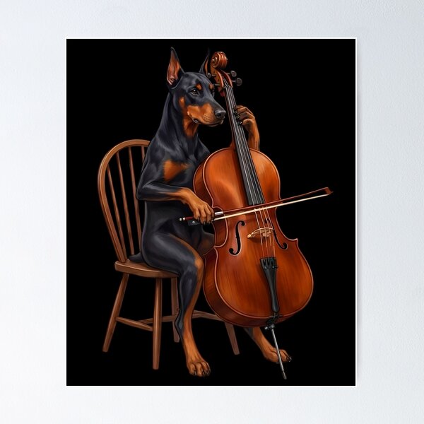Item preview, Doberman Pinscher Playing Cello Player Cellist Dog Lover designed and sold by TerryConnells.