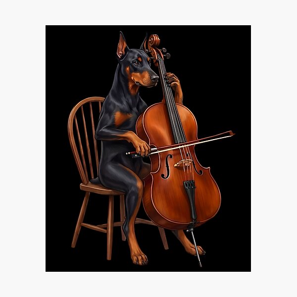 Item preview, Doberman Pinscher Playing Cello Player Cellist Dog Lover designed and sold by TerryConnells.