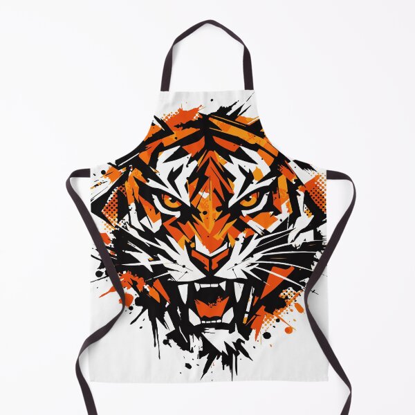 Item preview, An energetic abstract tiger face combining grunge brush strokes and halftone dots. The expressive textures create a powerful modern graphic  designed and sold by Dejbar.