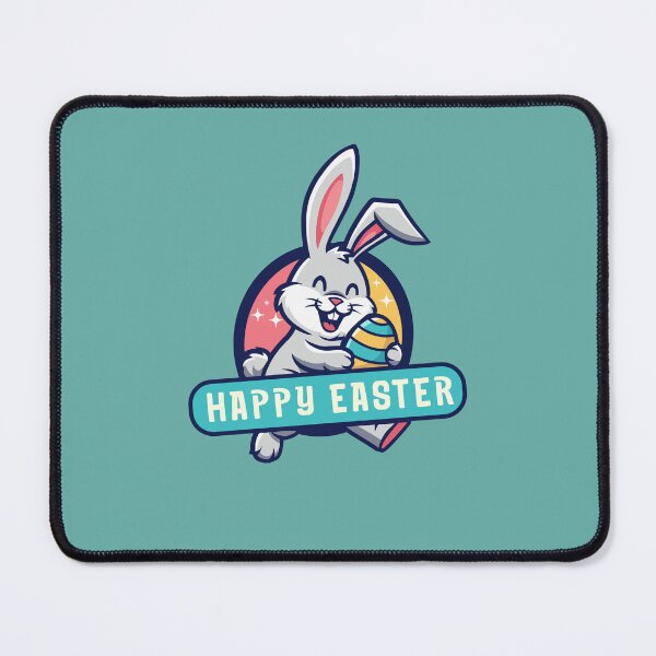 Item preview, Happy easter gray bunny smiling and holding the egg designed and sold by nesgalina.