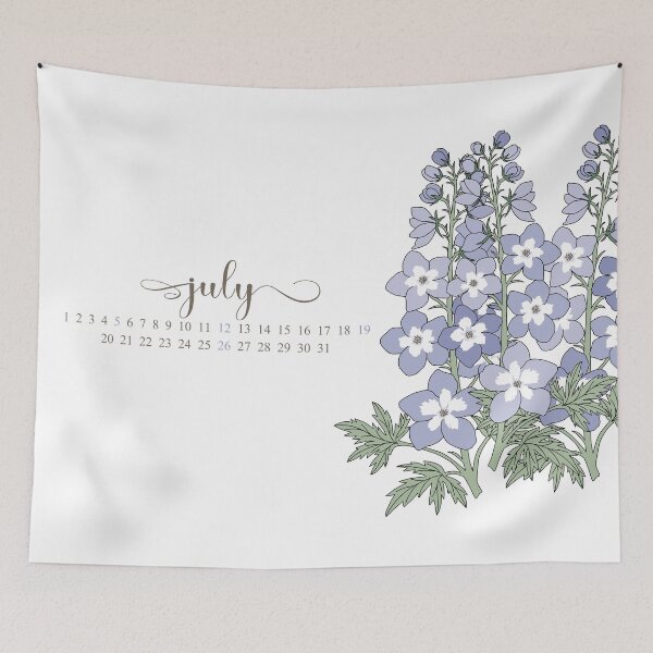 Item preview, Blue Larkspur July Birth Flower Calendar  designed and sold by storieslanguage.