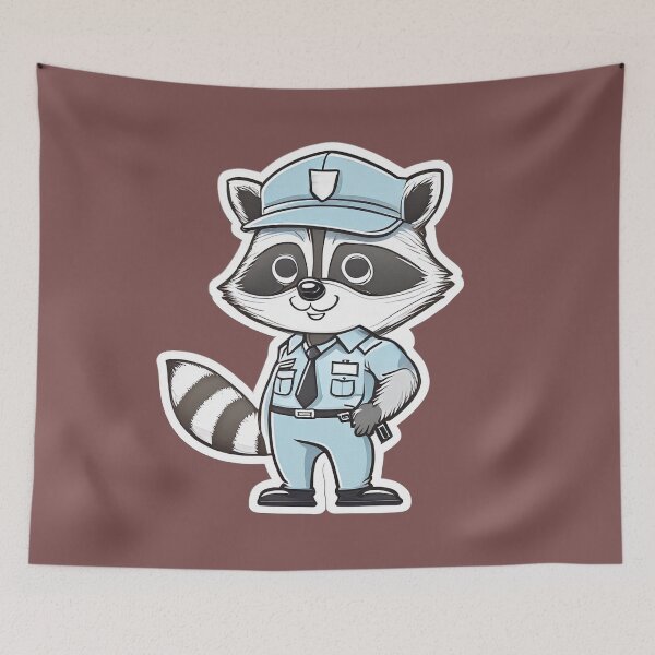Item preview, Security Guard Raccoon – Cute Cartoon Night Guard designed and sold by ChernivtsiSkoda.