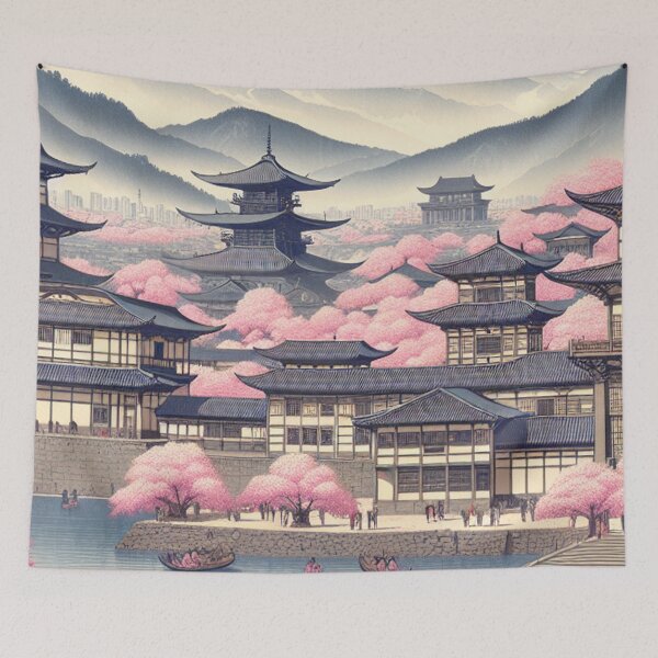 Item preview, Bogotá Ukiyo‑e in Cherry Blossom Season (Edo-Style Japan x Colombia Fusion) designed and sold by Vandy Fullam.