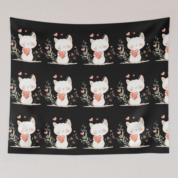 Item preview, Cute Cat Holding a Heart  designed and sold by mando24895.