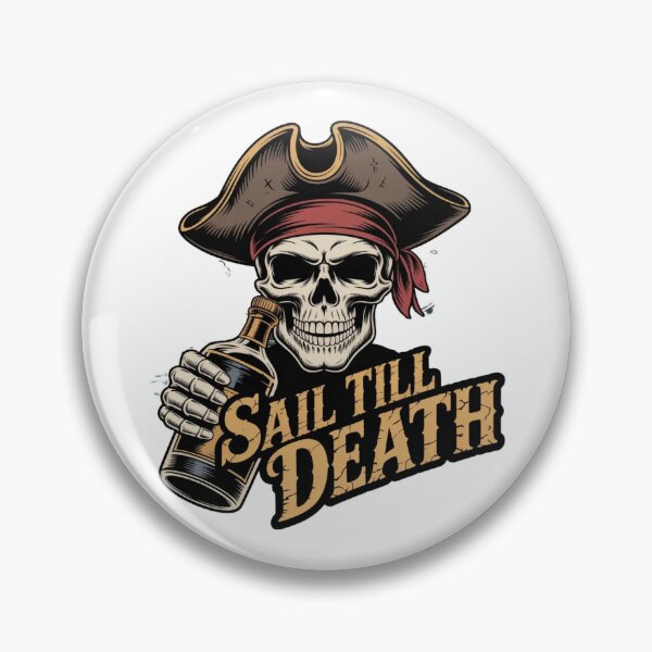 Item preview, Sail Till Death – Pirate Skull With Rum Bottle Vintage Pirate Design designed and sold by HubCreates.