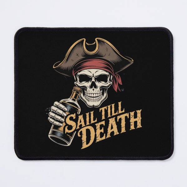 Item preview, Sail Till Death – Pirate Skull With Rum Bottle Vintage Pirate Design designed and sold by HubCreates.