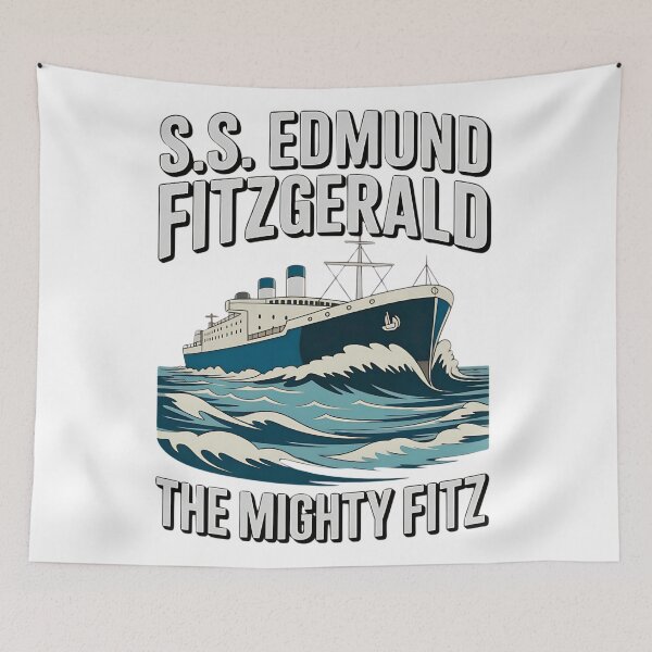 Item preview, lake superior mighty fitz shipwreck tribute design designed and sold by ArtDesignTp.