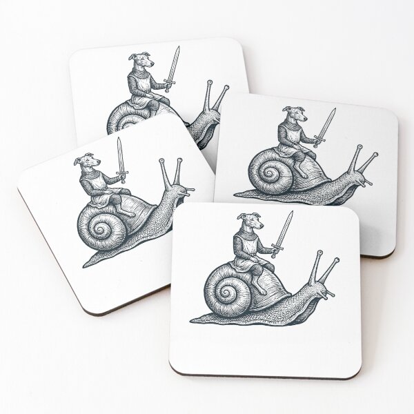 Item preview, Vinatge Greyhound Riding Snail Medieval Knight Dog Lover designed and sold by DoodleTortle.