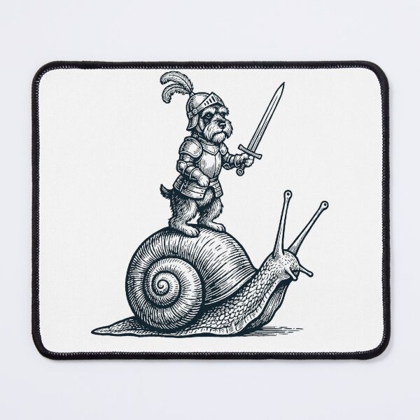 Item preview, Vinatge Miniature Schnauzer Riding Snail Medieval Knight Dog Lover designed and sold by DoodleTortle.