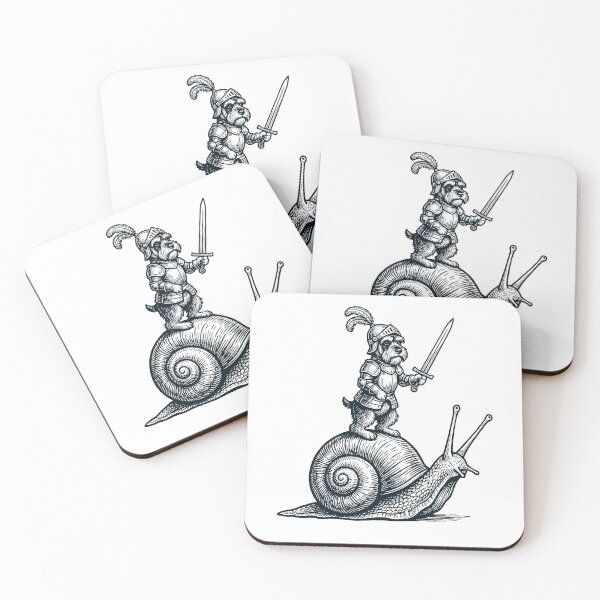 Item preview, Vinatge Miniature Schnauzer Riding Snail Medieval Knight Dog Lover designed and sold by DoodleTortle.