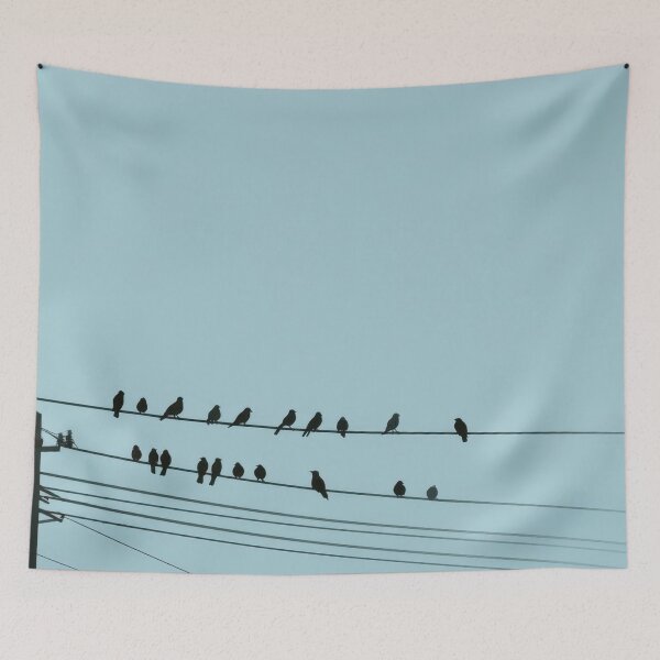 Item preview, Birds sit on power lines at dusk designed and sold by anytka.