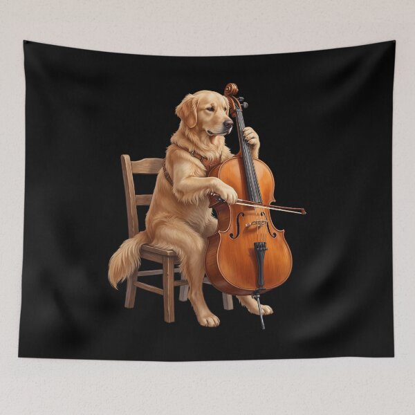 Item preview, Golden Retriever Playing Cello Player Cellist Dog Lover designed and sold by TerryConnells.