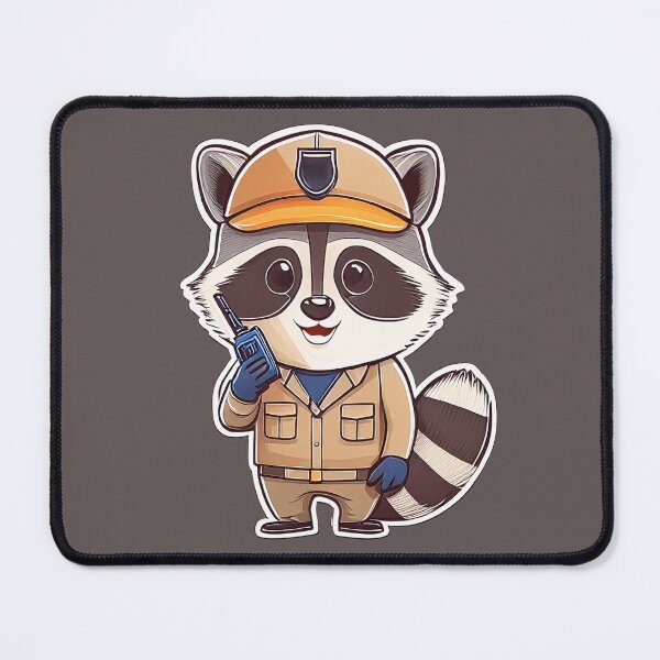 Item preview, Cute Security Guard Raccoon With Walkie Talkie Cartoon designed and sold by ChernivtsiSkoda.
