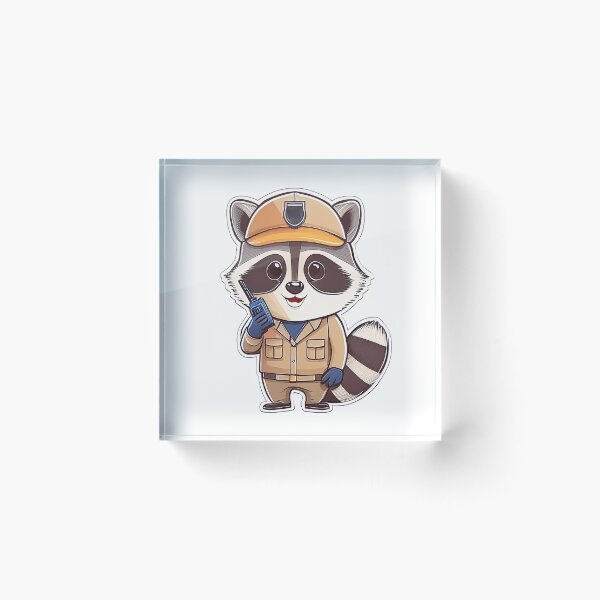 Item preview, Cute Security Guard Raccoon With Walkie Talkie Cartoon designed and sold by ChernivtsiSkoda.