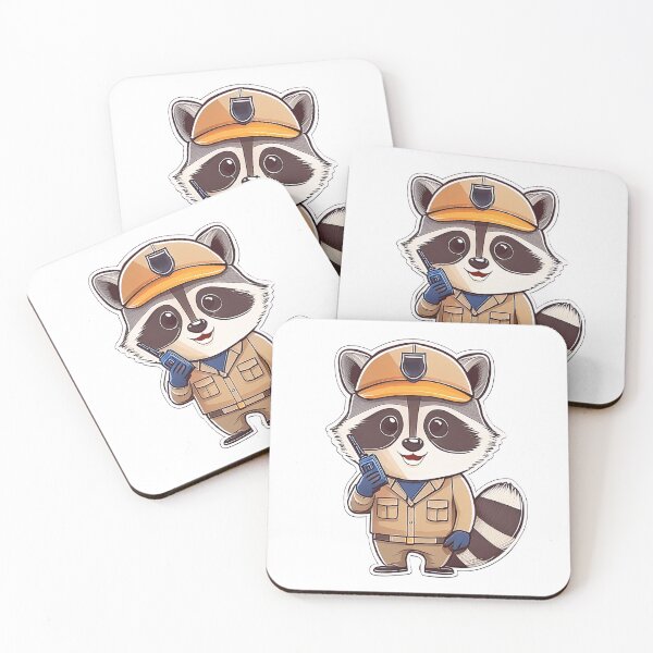 Item preview, Cute Security Guard Raccoon With Walkie Talkie Cartoon designed and sold by ChernivtsiSkoda.