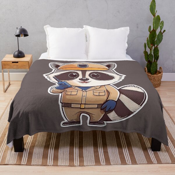 Item preview, Cute Security Guard Raccoon With Walkie Talkie Cartoon designed and sold by ChernivtsiSkoda.