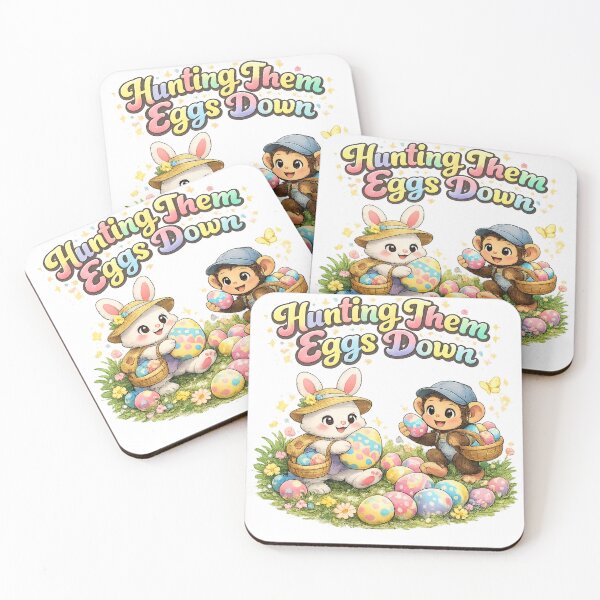 Item preview, Hunting Them Easter Eggs Down , cute Bunny and Monkey hunting easter eggs designed and sold by FireOrchid.