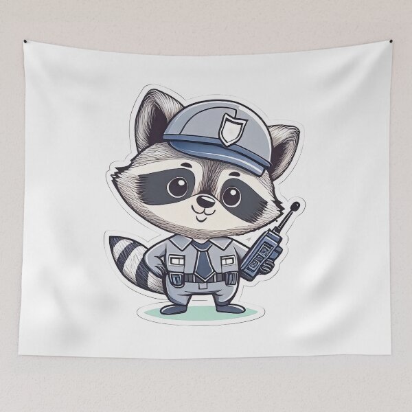 Item preview, Cute Security Guard Raccoon Cartoon With Walkie Talkie designed and sold by ChernivtsiSkoda.