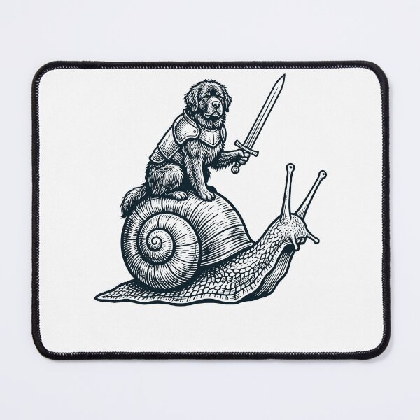 Item preview, Vinatge Newfoundland Riding Snail Medieval Knight Dog Lover designed and sold by DoodleTortle.
