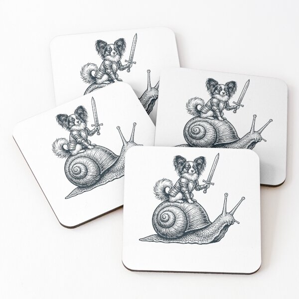 Item preview, Vinatge Papillon Riding Snail Medieval Knight Dog Lover designed and sold by DoodleTortle.