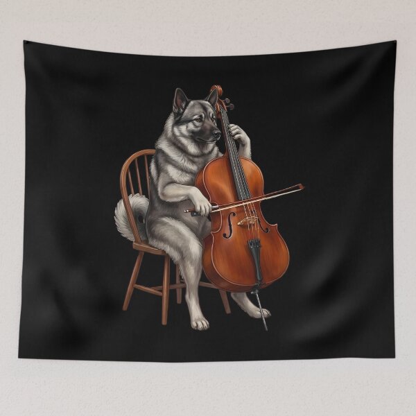 Item preview, Norwegian Elkhound Playing Cello Player Cellist Dog Lover designed and sold by TerryConnells.