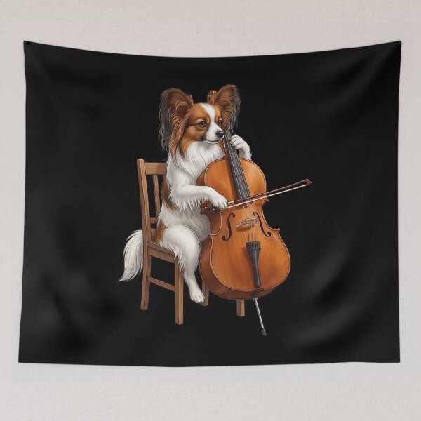 Item preview, Papillon Playing Cello Player Cellist Dog Lover designed and sold by TerryConnells.