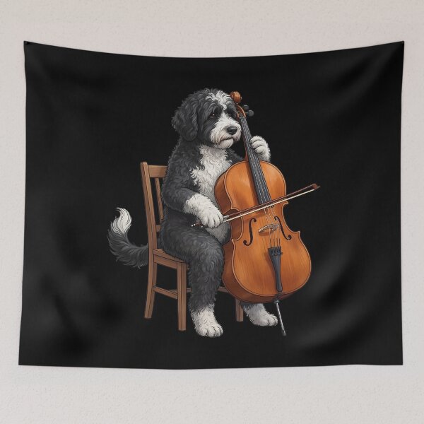 Item preview, Portuguese Water Dog Playing Cello Player Cellist Dog Lover designed and sold by TerryConnells.