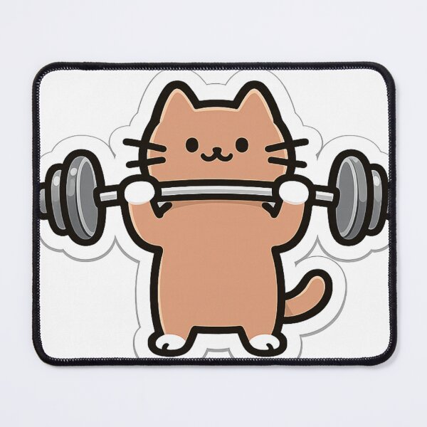 Item preview, Cute Kawaii Gym Cat Lifting Weights Funny Workout Sticker designed and sold by ahfas86.