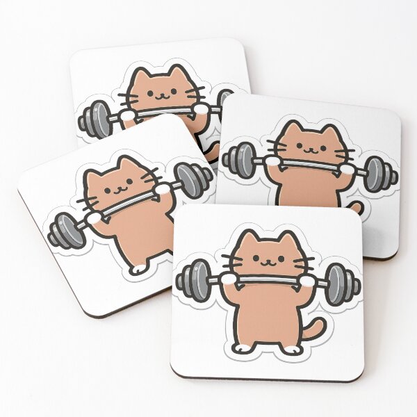 Item preview, Cute Kawaii Gym Cat Lifting Weights Funny Workout Sticker designed and sold by ahfas86.