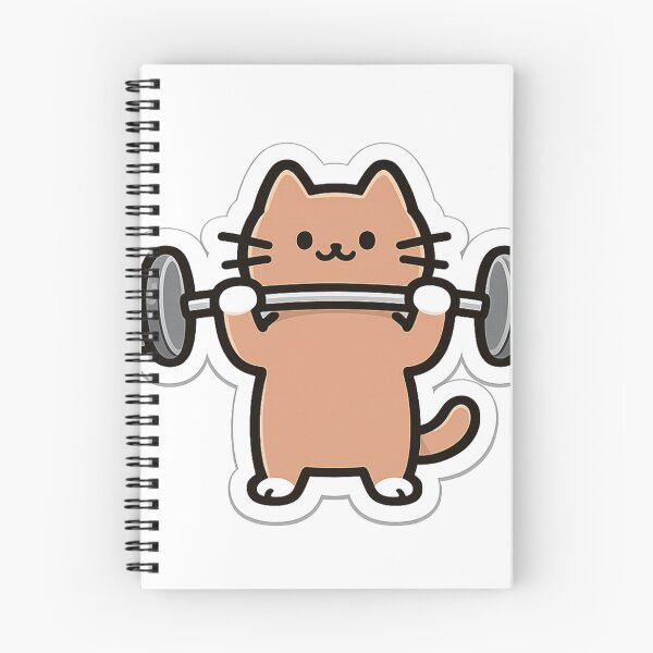 Item preview, Cute Kawaii Gym Cat Lifting Weights Funny Workout Sticker designed and sold by ahfas86.