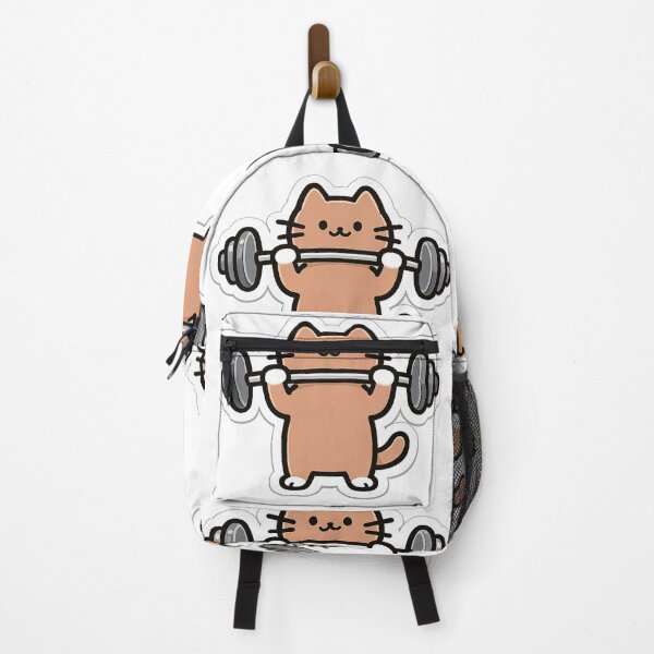 Item preview, Cute Kawaii Gym Cat Lifting Weights Funny Workout Sticker designed and sold by ahfas86.