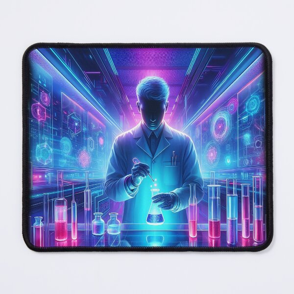 Item preview, Neon Cyberpunk Scientist - Futuristic Chemistry Lab designed and sold by MouradStudio.