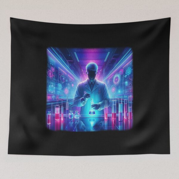 Item preview, Neon Cyberpunk Scientist - Futuristic Chemistry Lab designed and sold by MouradStudio.