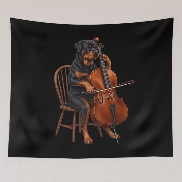 Item preview, Rottweiler Playing Cello Player Cellist Dog Lover designed and sold by TerryConnells.
